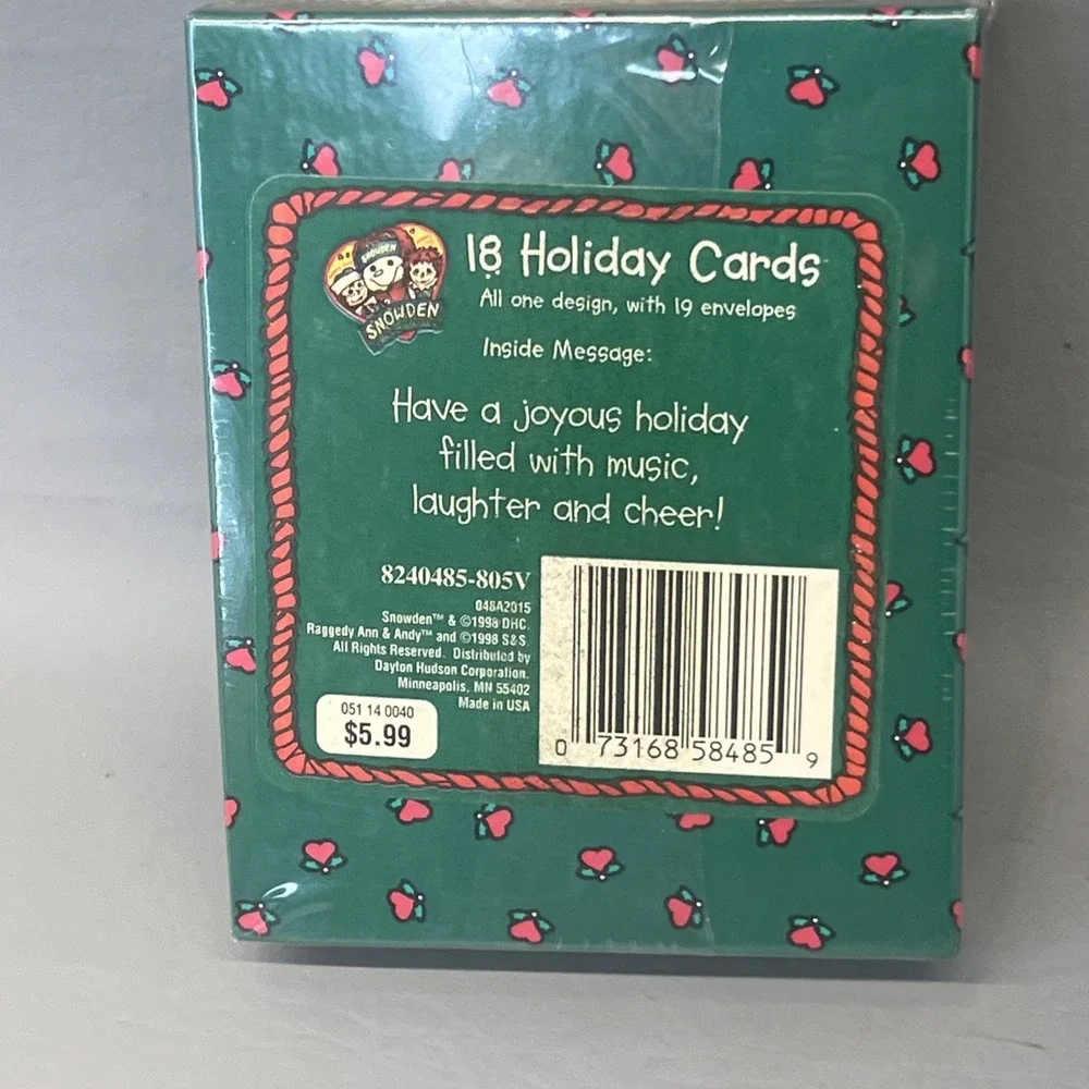 Raggedy Ann & Andy Snowden & Friends 18 Holiday Cards Sealed Vintage 90s lot